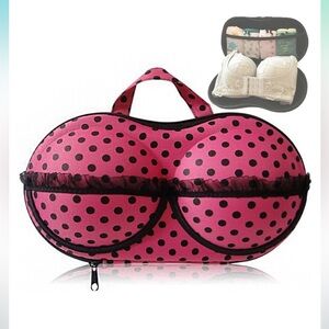 Bra Travel Case Pink Polka Dot